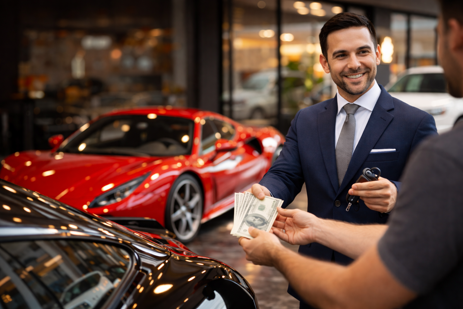 Luxury automotive services showroom